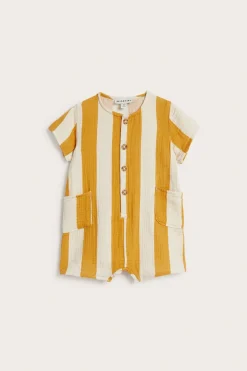 Stripet babyromper i muslin
