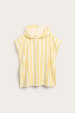 Stripet badeponcho i bomullsfrotté