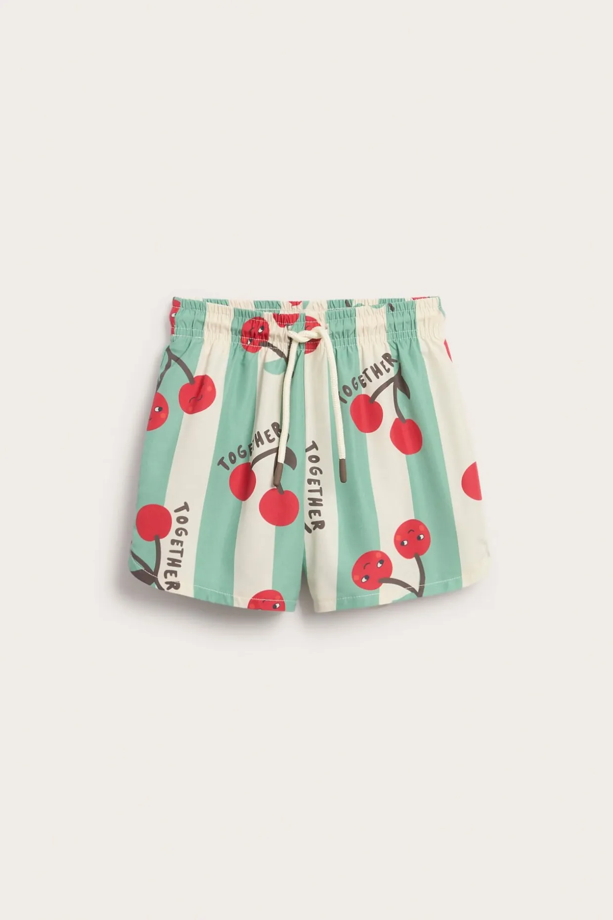 Stripete badeshorts med kirsebær