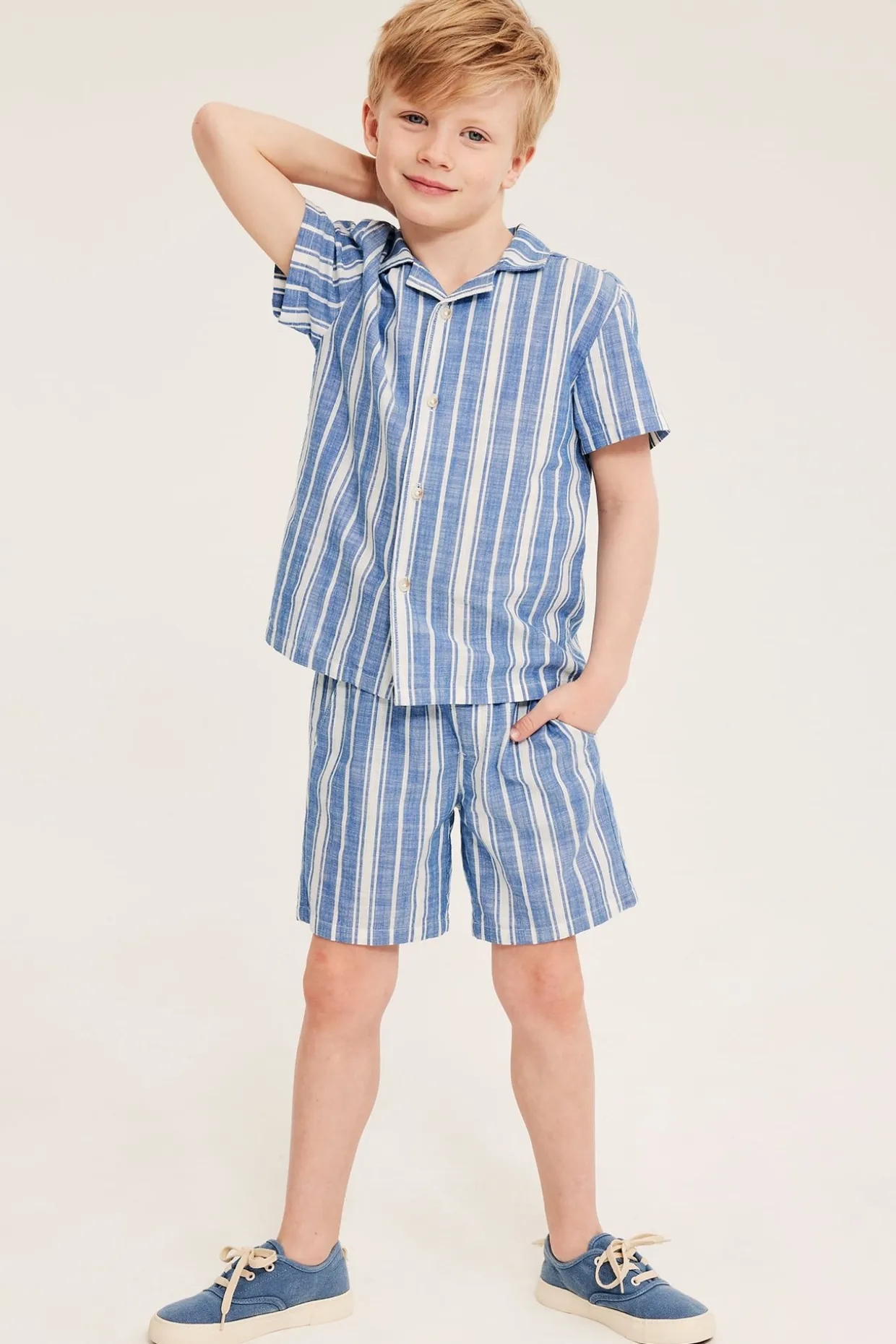 Stripete bomullsshorts