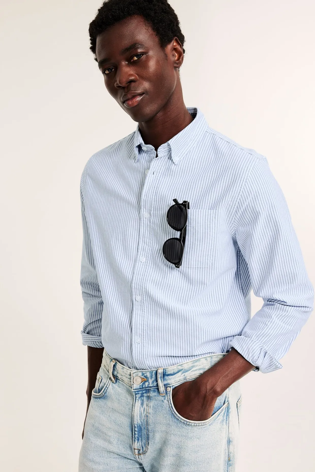 Stripete oxfordskjorte regular fit