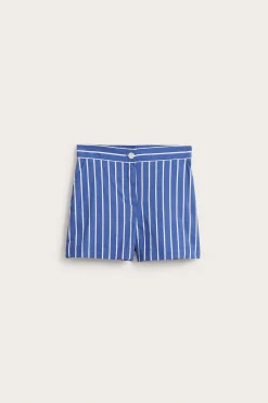 Stripete shorts i bomullspoplin