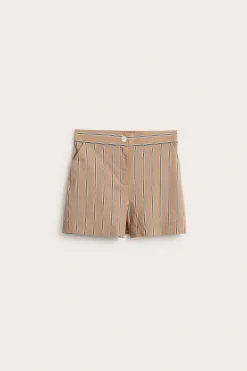 Stripete shorts i bomullspoplin