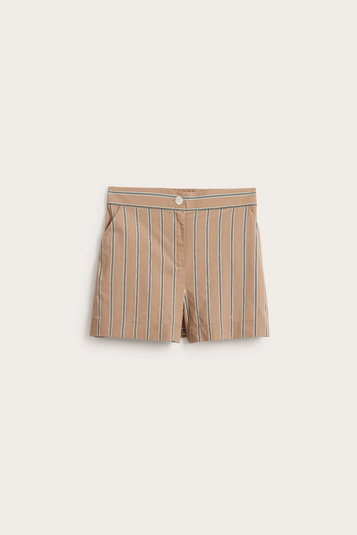Stripete shorts i bomullspoplin