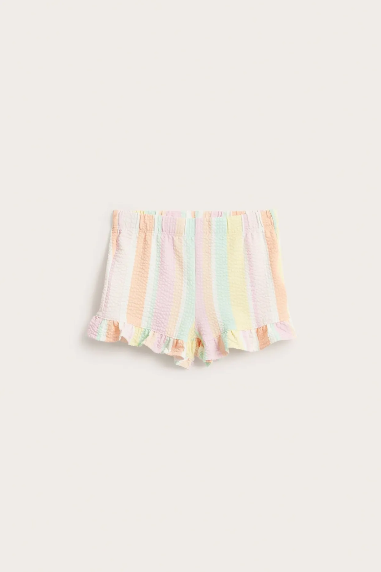 Stripete shorts med volangkant