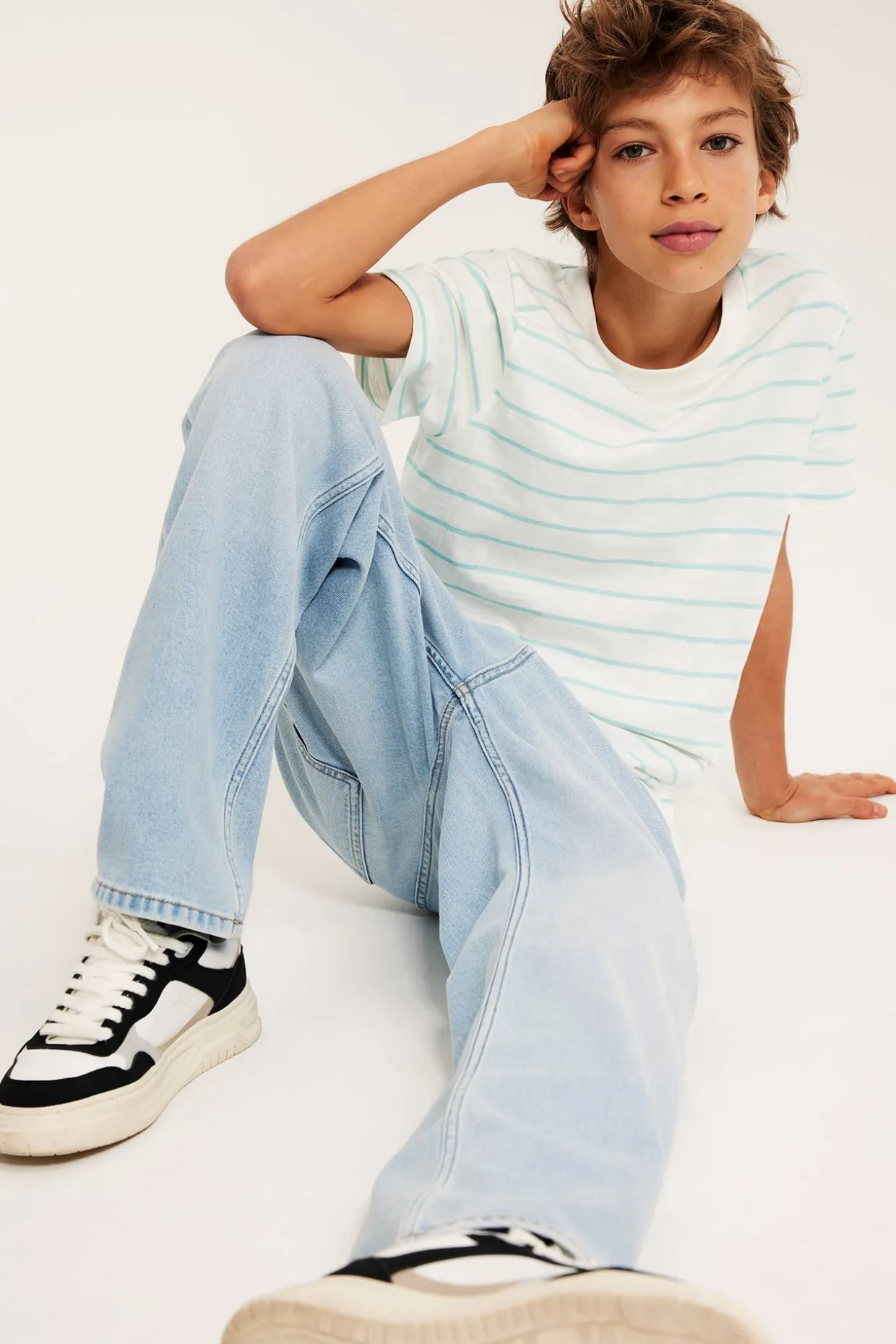 Stripete T-skjorte i myk bomullsfloss
