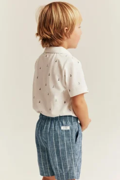 Stripete vevde shorts