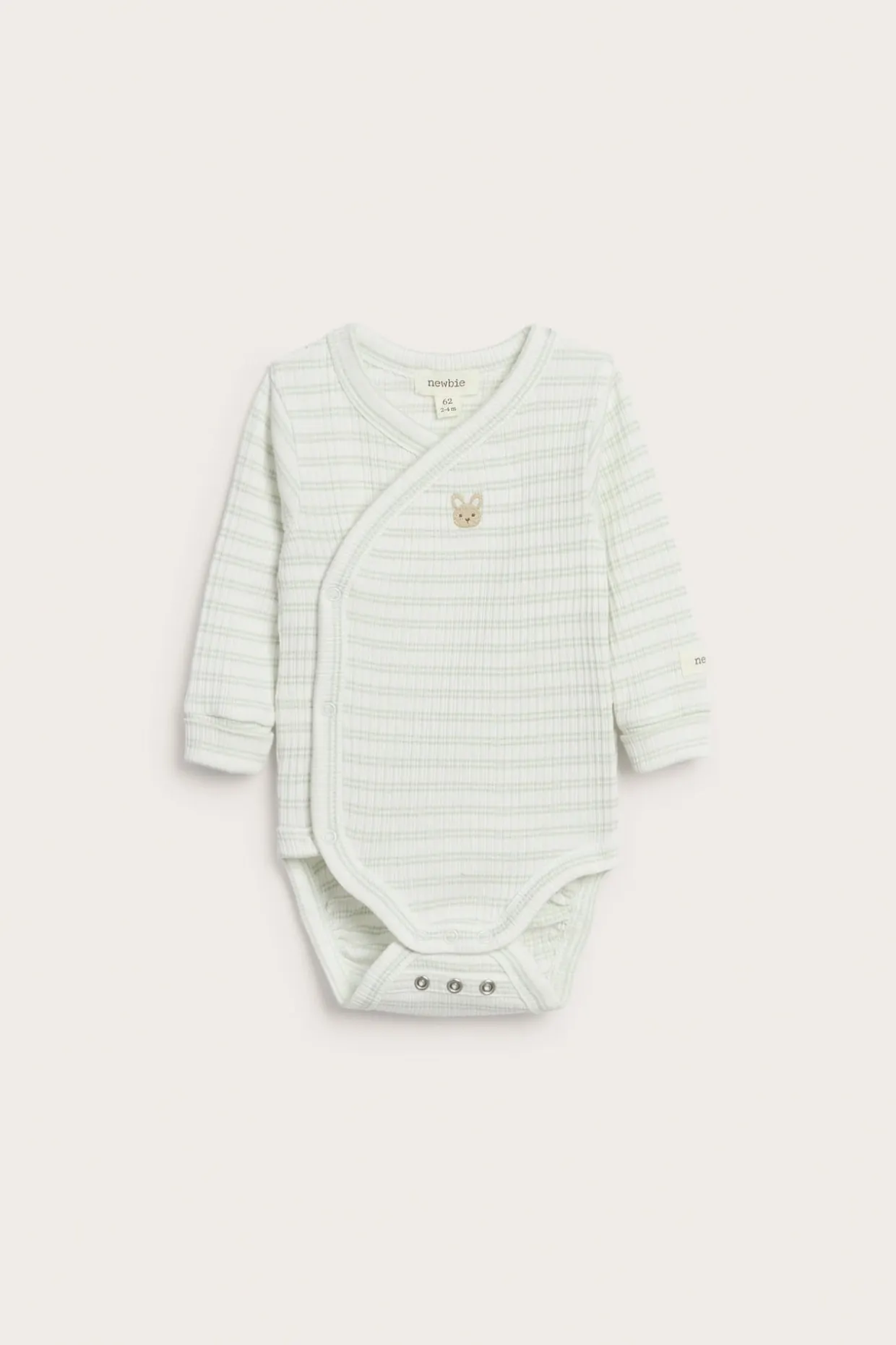 Stripet omslagsbody med broderi
