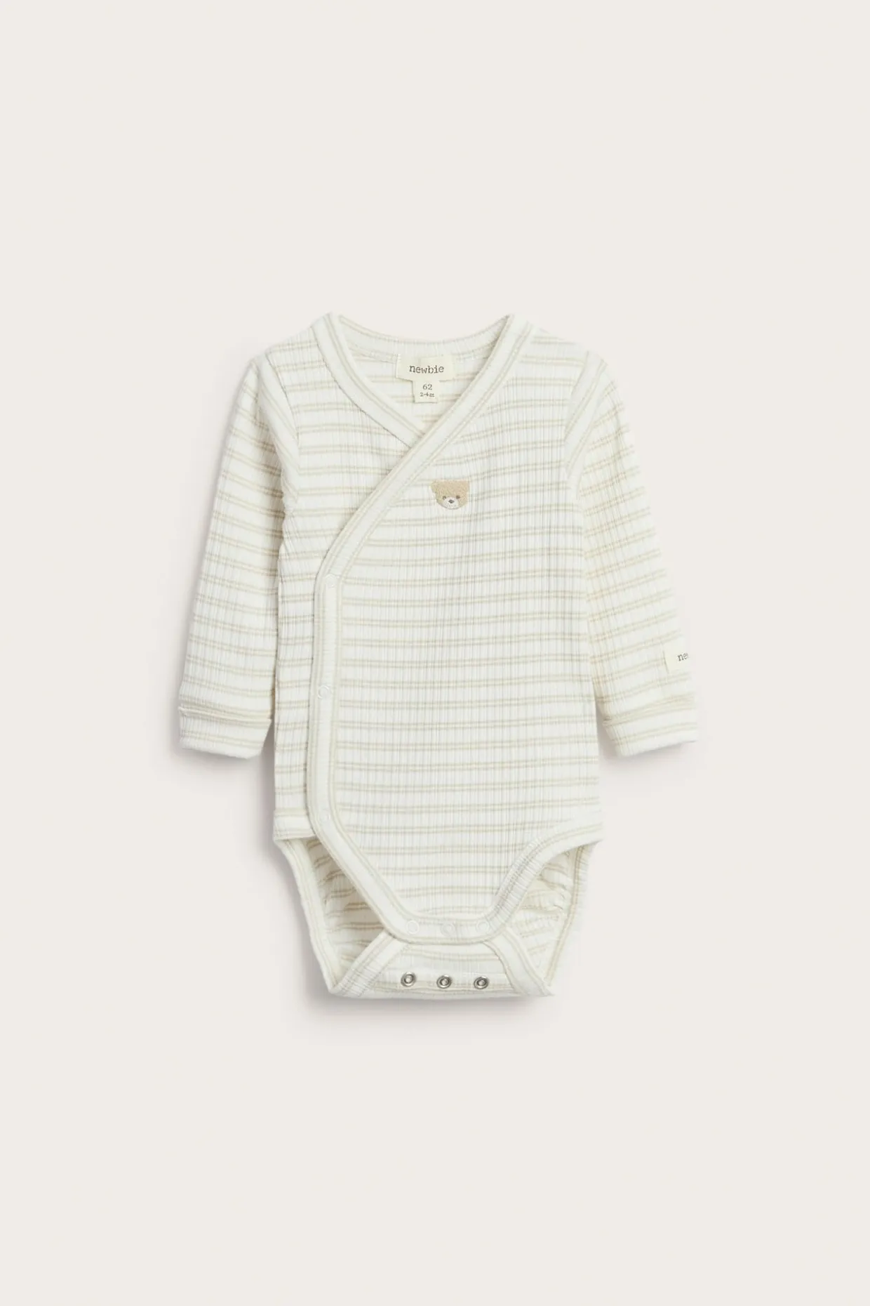 Stripet omslagsbody med broderi