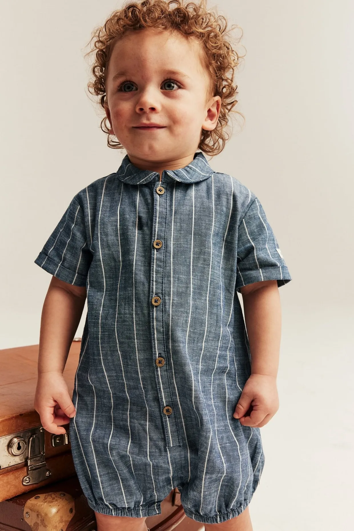 Stripet vevd romper
