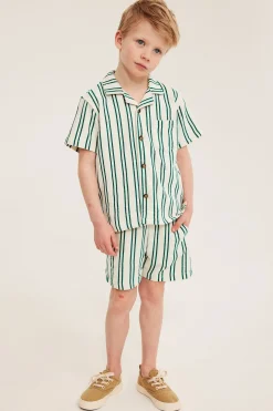 Stripet vevd skjorte i trikot