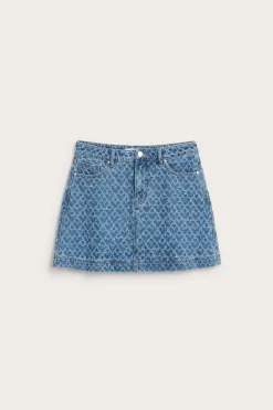 Strukturert jeansskjørt