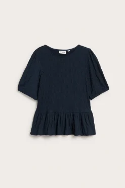 Strukturert topp med peplum og korte ermer