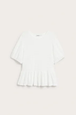 Strukturert topp med peplum og korte ermer