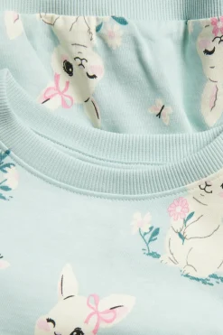 Sweatshirt i bomullstrikot med kaniner