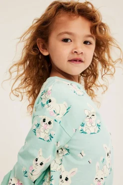 Sweatshirt i bomullstrikot med kaniner