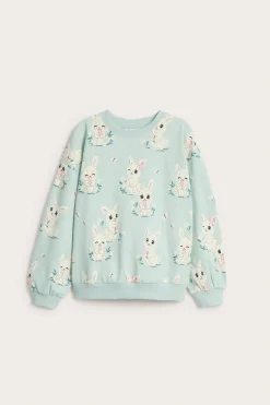 Sweatshirt i bomullstrikot med kaniner
