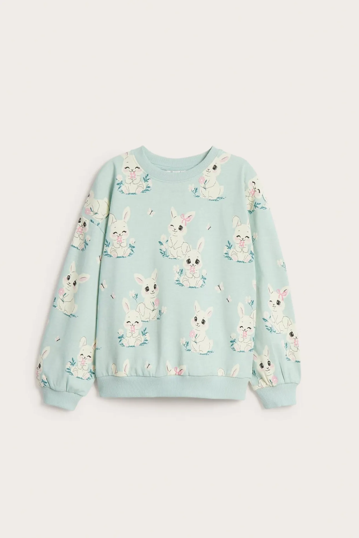 Sweatshirt i bomullstrikot med kaniner