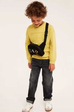 Sweatshirt i bomullstrikot med 3D-motiv