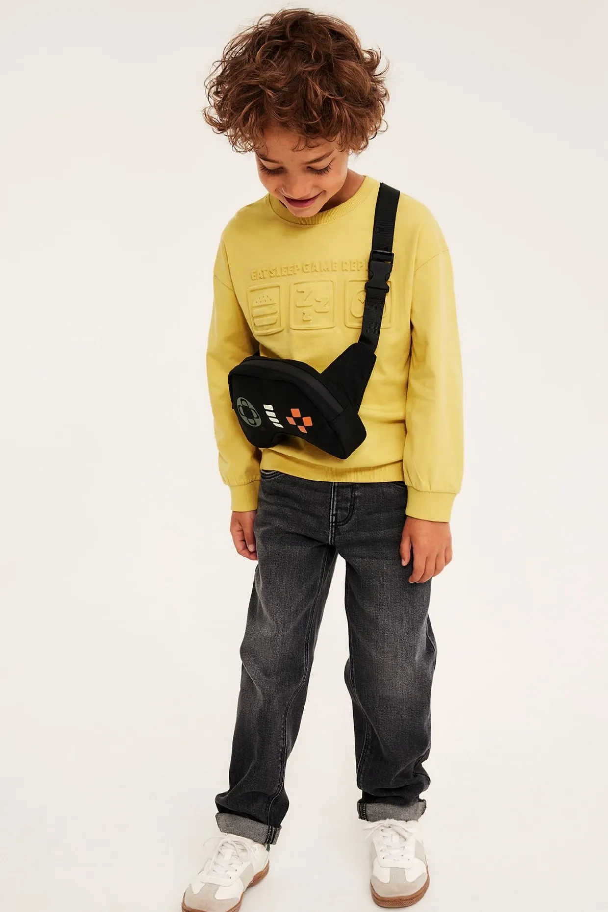 Sweatshirt i bomullstrikot med 3D-motiv