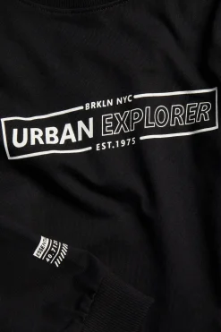 Sweatshirt i bomullstrikot med trykt tekst