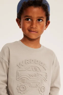 Sweatshirt i bomullstrikot med 3D-motiv av en monsterbil