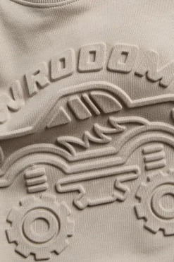 Sweatshirt i bomullstrikot med 3D-motiv av en monsterbil