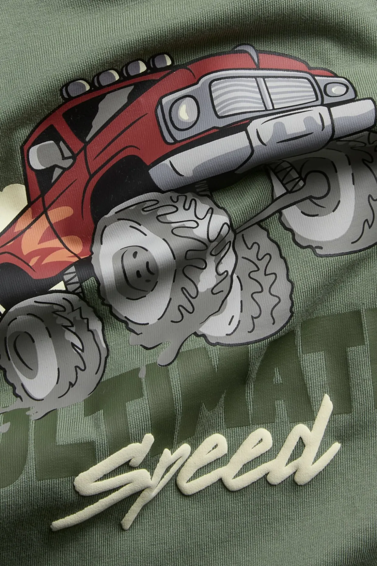 Sweatshirt i bomullstrikot med trykk av en monsterbil