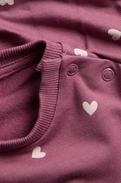 Sweatshirtkjole med hjertemønster