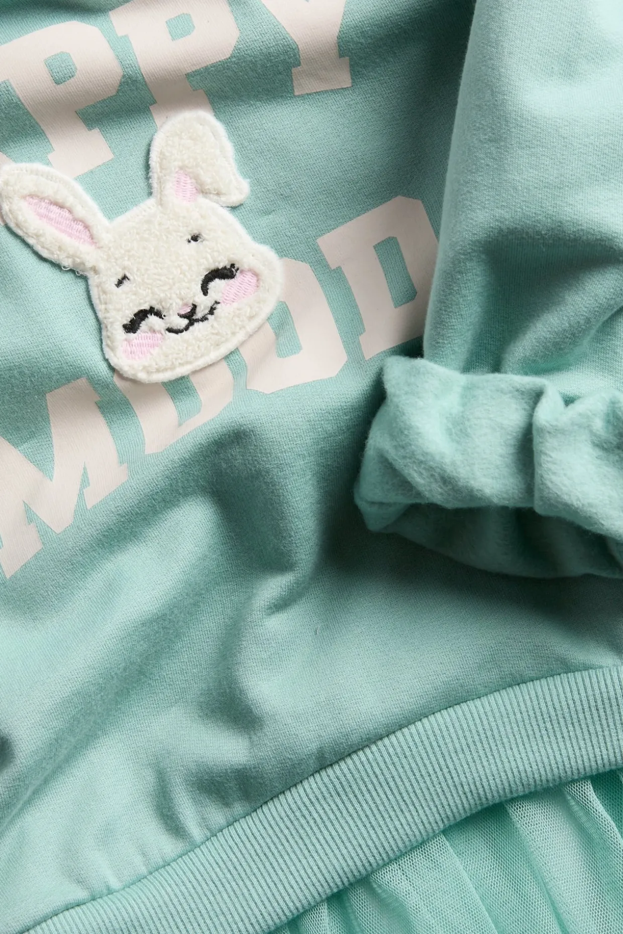 Sweatshirt med meshvolang og kaninmotiv