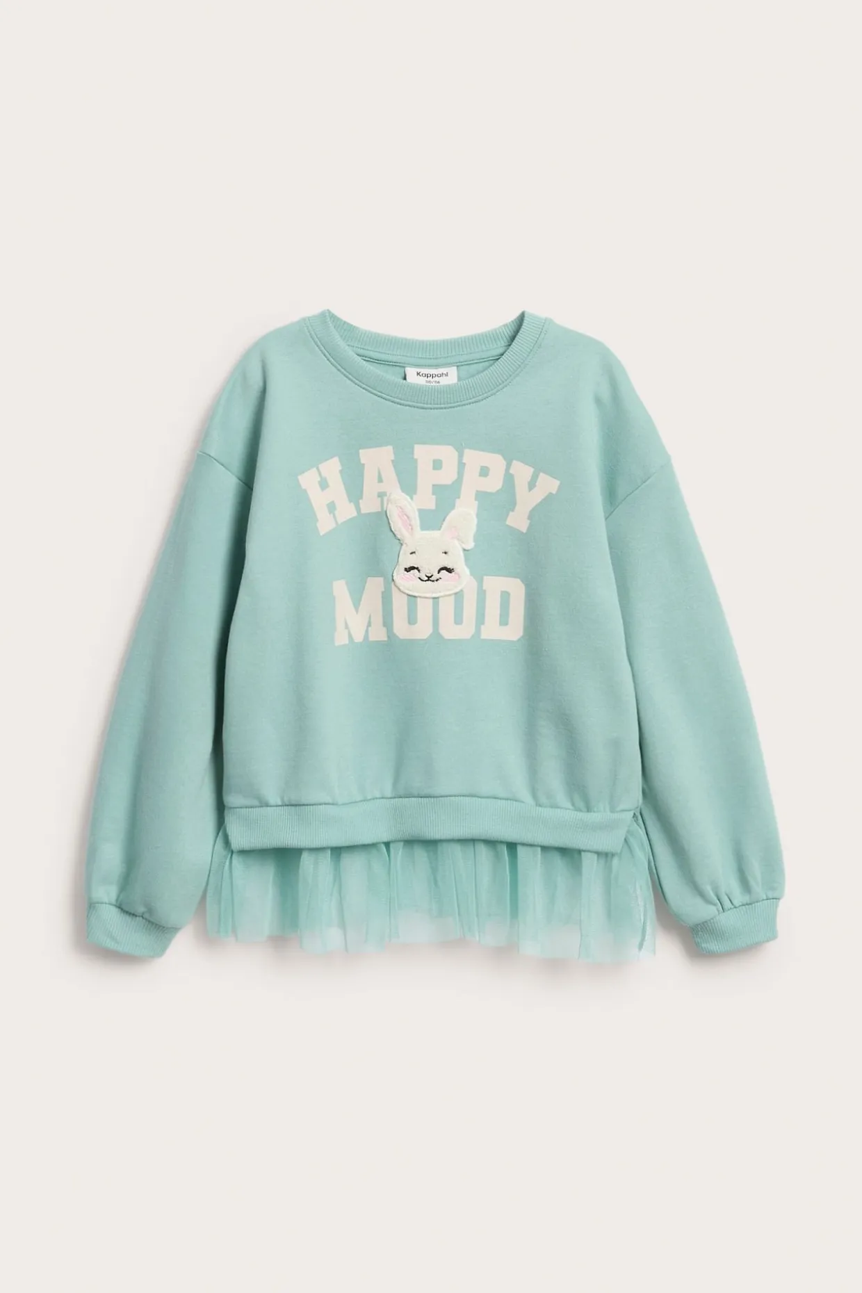 Sweatshirt med meshvolang og kaninmotiv