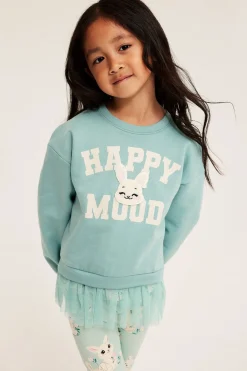 Sweatshirt med meshvolang og kaninmotiv