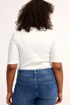 Tettsittende ribbet topp i bomull | Offwhite | Dame | Kappahl