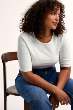 Tettsittende ribbet topp i bomull | Offwhite | Dame | Kappahl