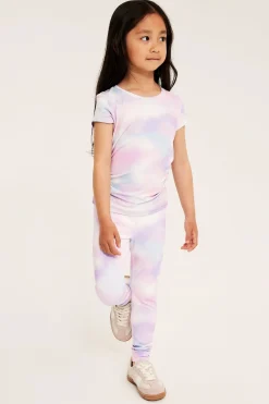 Tie-dye-mønstrede treningsleggings i elastisk jersey