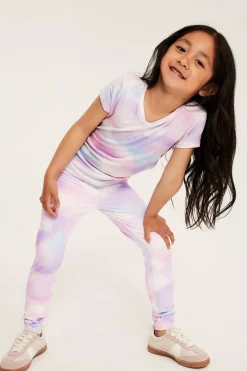 Tie-dye-mønstrede treningsleggings i elastisk jersey