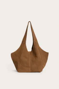 Tote-bag i ekte semsket skinn