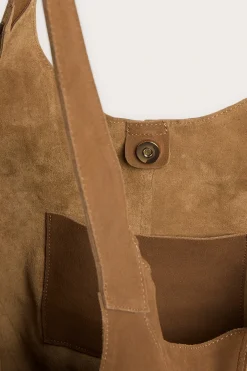 Tote-bag i ekte semsket skinn