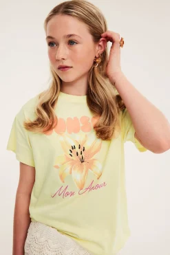 T-skjorte med tekst- og blomstertrykk