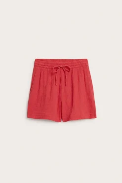 Vevde bomullsshorts i dobbeltmusselin