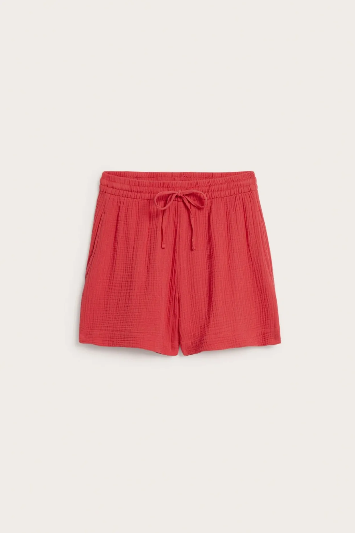 Vevde bomullsshorts i dobbeltmusselin