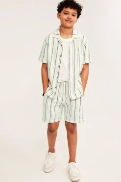 Vevde bomullsshorts med striper