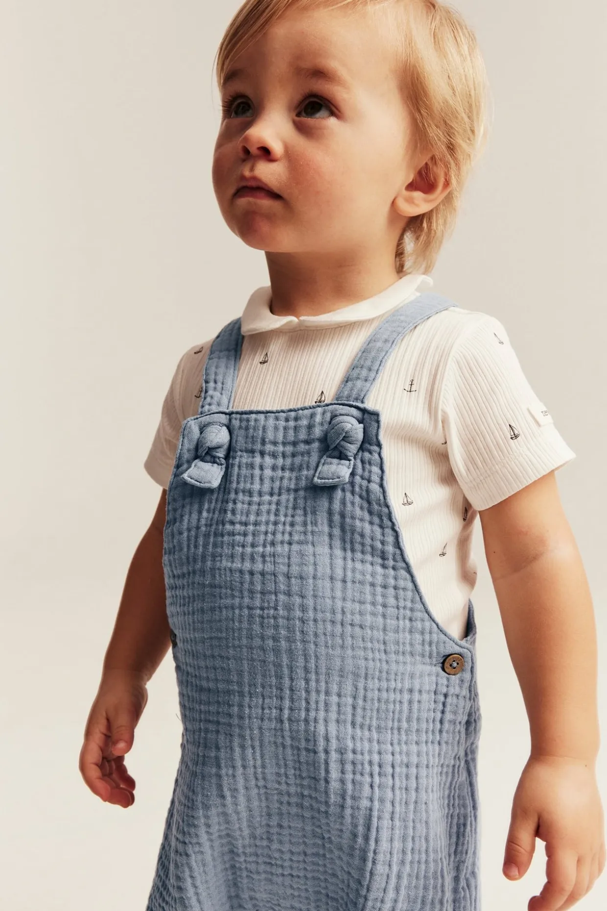 Vevd seleshorts i musselin