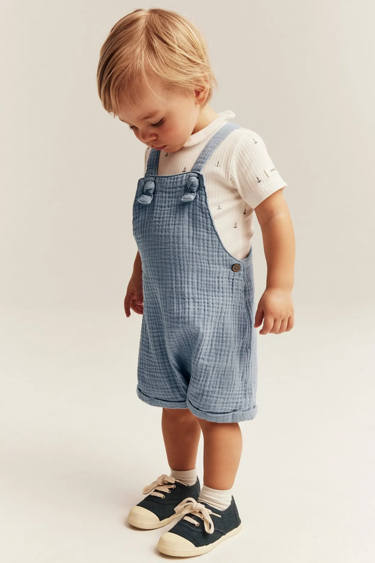 Vevd seleshorts i musselin