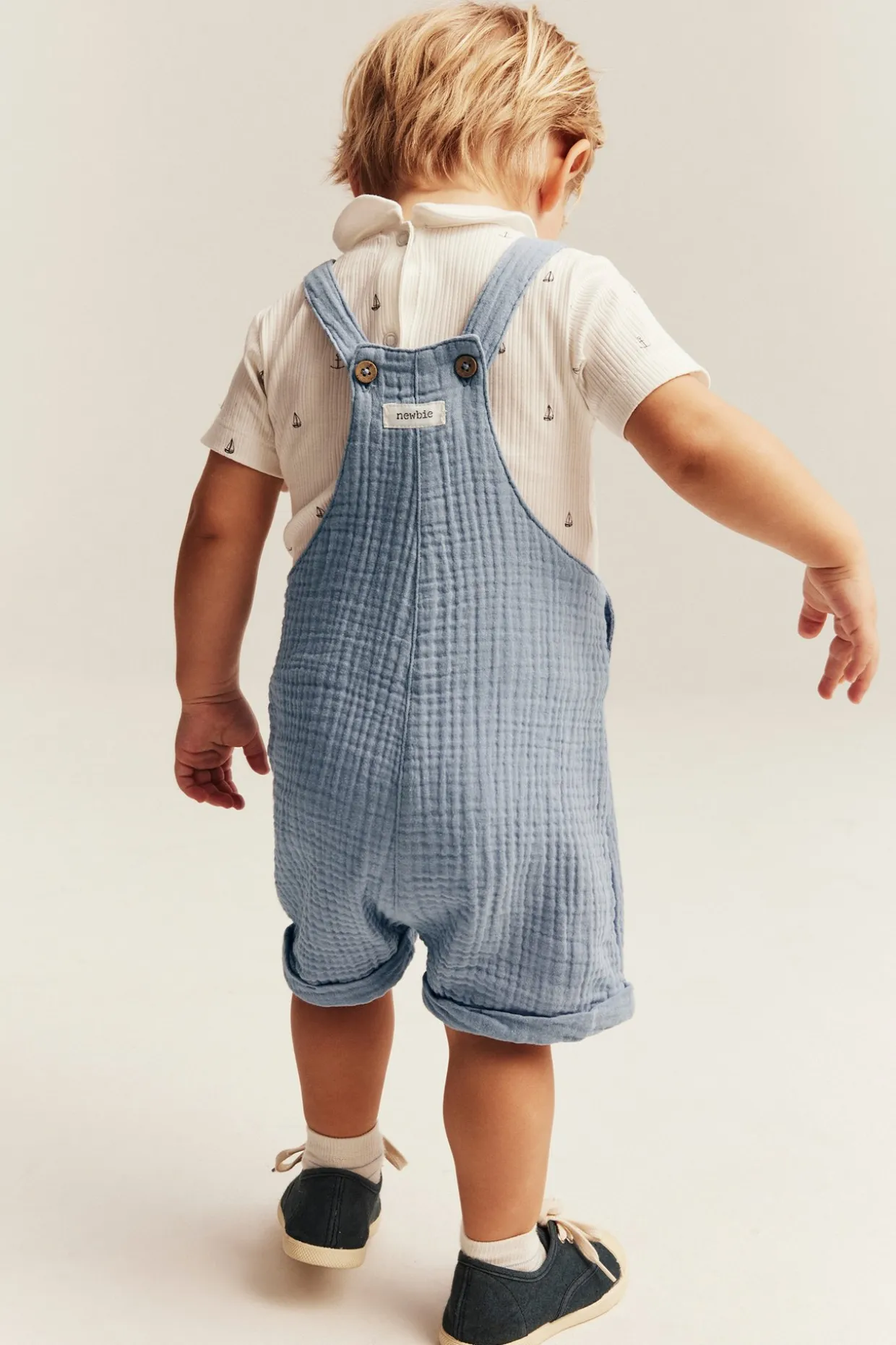 Vevd seleshorts i musselin