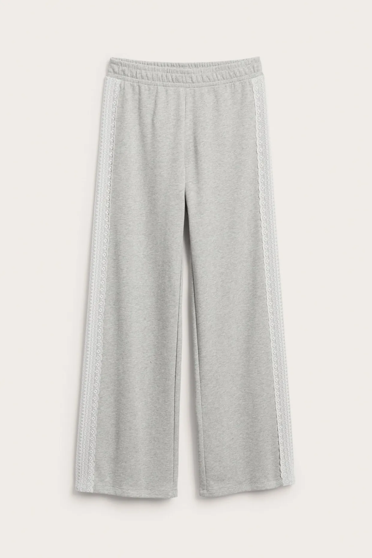 Vide joggebukser med blonder langs bena